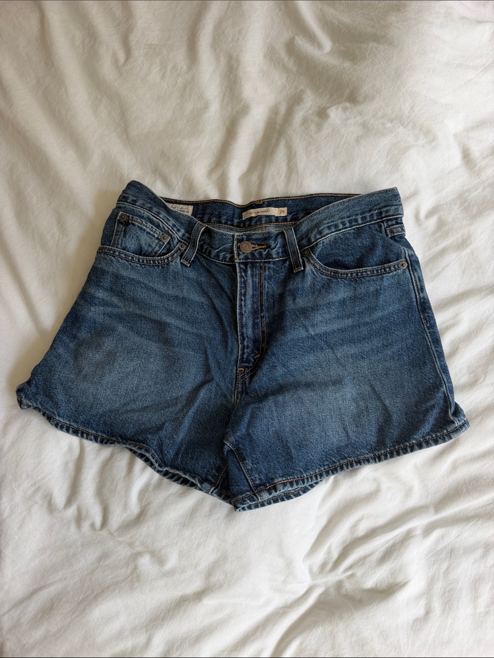 Levi's Vintage-Inspired Mid Wash Denim Mom Shorts